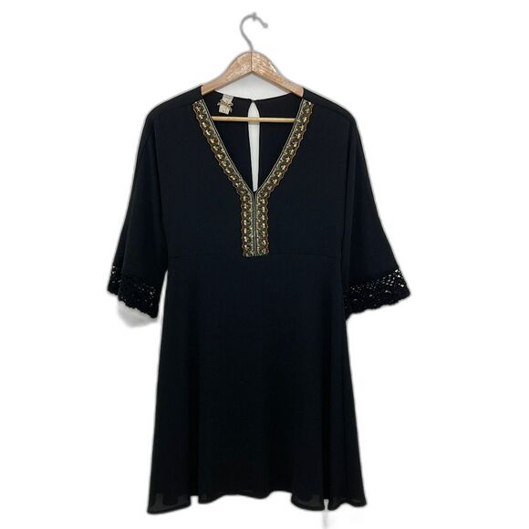 NKN Nekane Black Sequin Embroidered Boho Mini Dress Size S - Picture 1 of 12